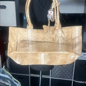 Luxurious Tan Textured Tote Bag